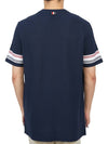 Textured Cotton Stripe Short Sleeve T-Shirt Navy - THOM BROWNE - BALAAN 7