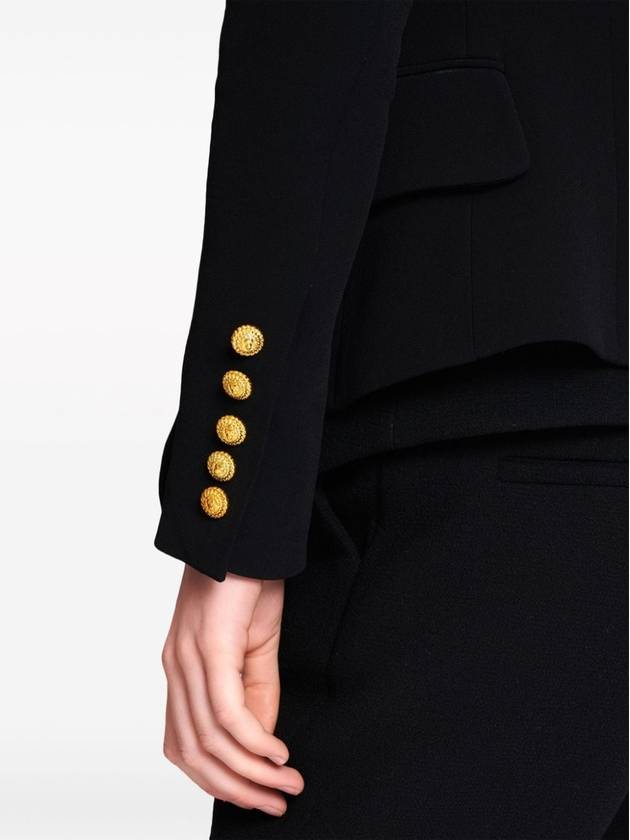 Button Crepe Blazer Jacket Black - BALMAIN - BALAAN 8