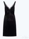 Women's Slip V-Neck Silk Long Dress Black - SAINT LAURENT - BALAAN 2