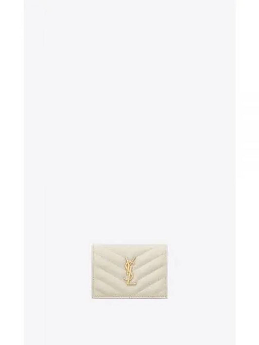 Monogram Flap Bicycle Wallet Blanc Vintage Gold Plated - SAINT LAURENT - BALAAN.