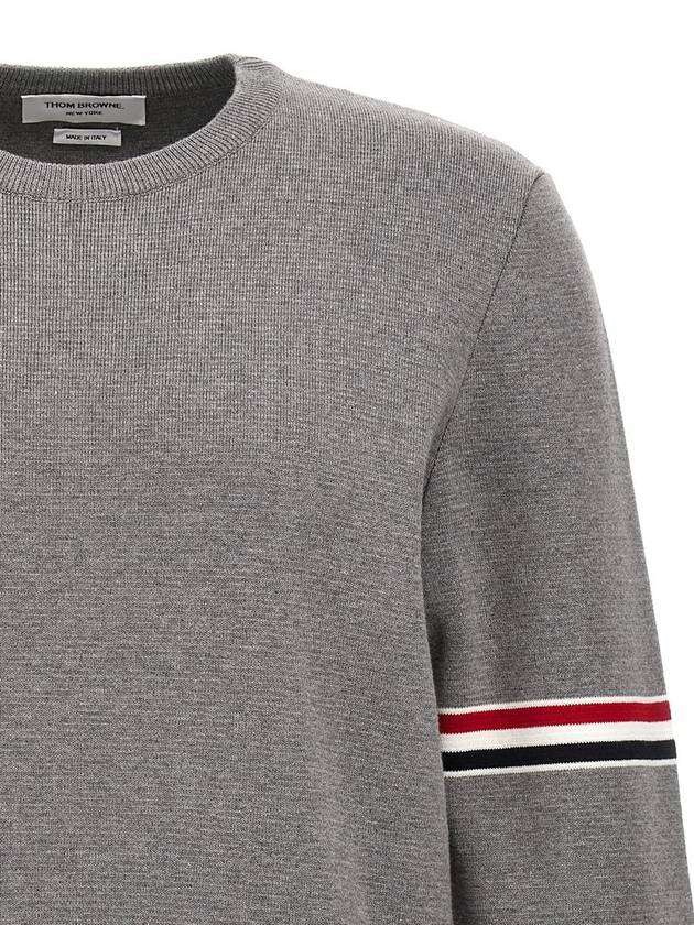 Men's Milan Stitch Armband Crew Neck Knit Top Light Grey - THOM BROWNE - BALAAN 4