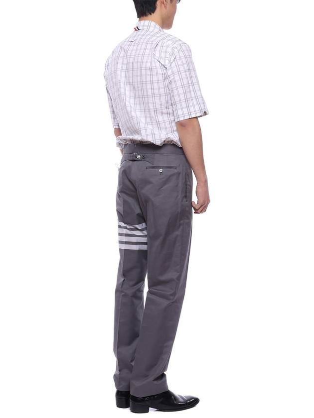 4 Bar Engineered Cotton Straight Pants Mid Grey - THOM BROWNE - BALAAN 7