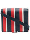 Striped Pattern Strap Coin Card Wallet Red Navy - THOM BROWNE - BALAAN.