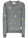 Embroidered Crew Neck Cotton Sweatshirt Grey - THOM BROWNE - BALAAN 2