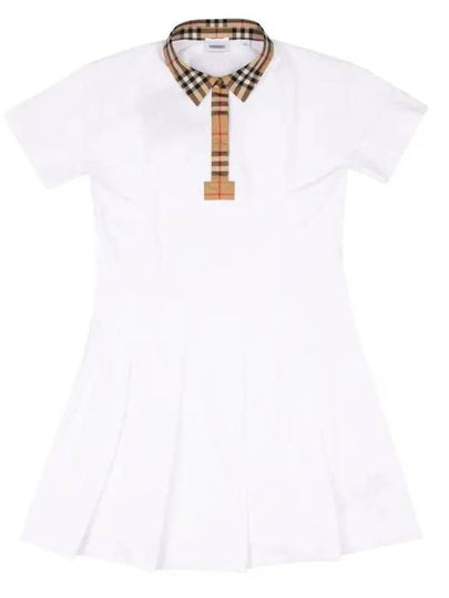 Kids Collar Check Polo Dress White - BURBERRY - BALAAN 2