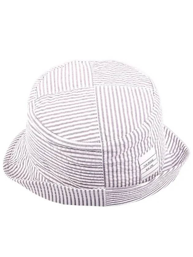 Quarter Combo Striped  Cotton Bucket Hat Grey - THOM BROWNE - BALAAN 5