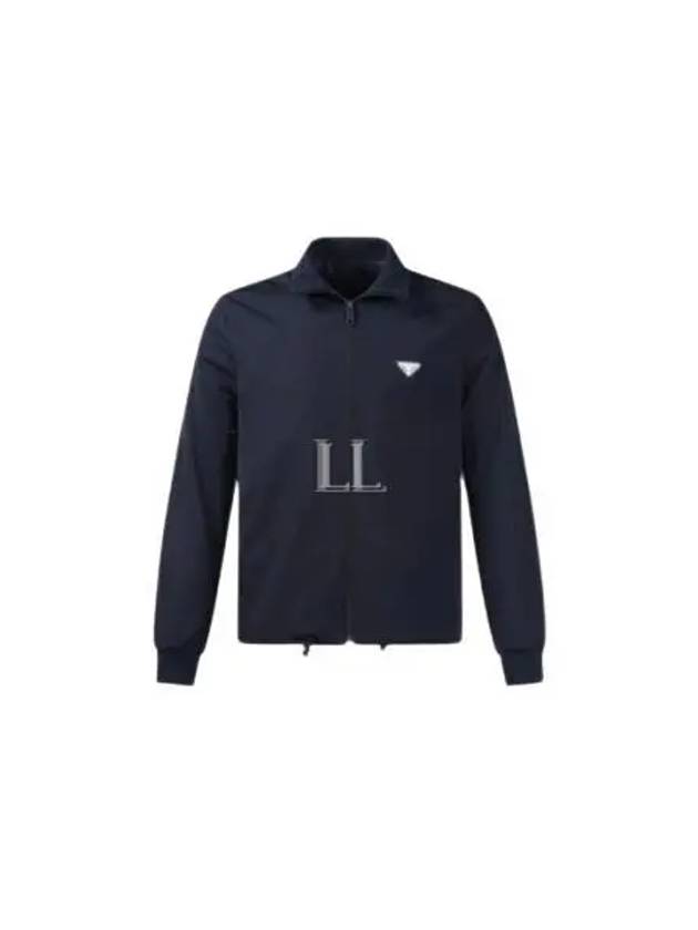 Triangle Logo Stretch Zip Up Jacket Navy - PRADA - BALAAN 2