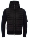 Logo Patch Padded Wool Cardigan Black - MONCLER - BALAAN 3