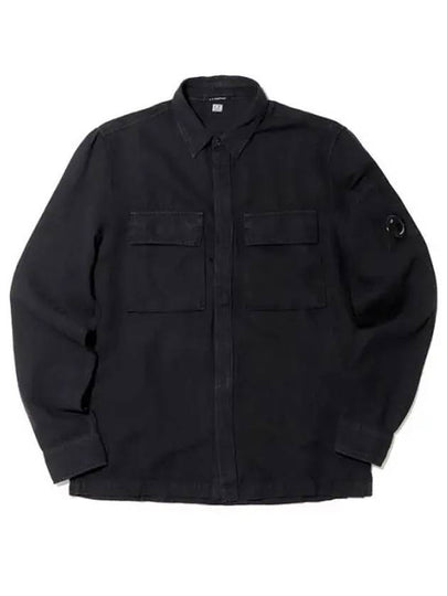 Broken Cotton Linen Lens Button Long-Sleeve Shirt Black - CP COMPANY - BALAAN 2