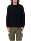 Knotted Ribbed Stitch Pure Wool Crewneck Knit Top Black - STONE ISLAND - BALAAN 2