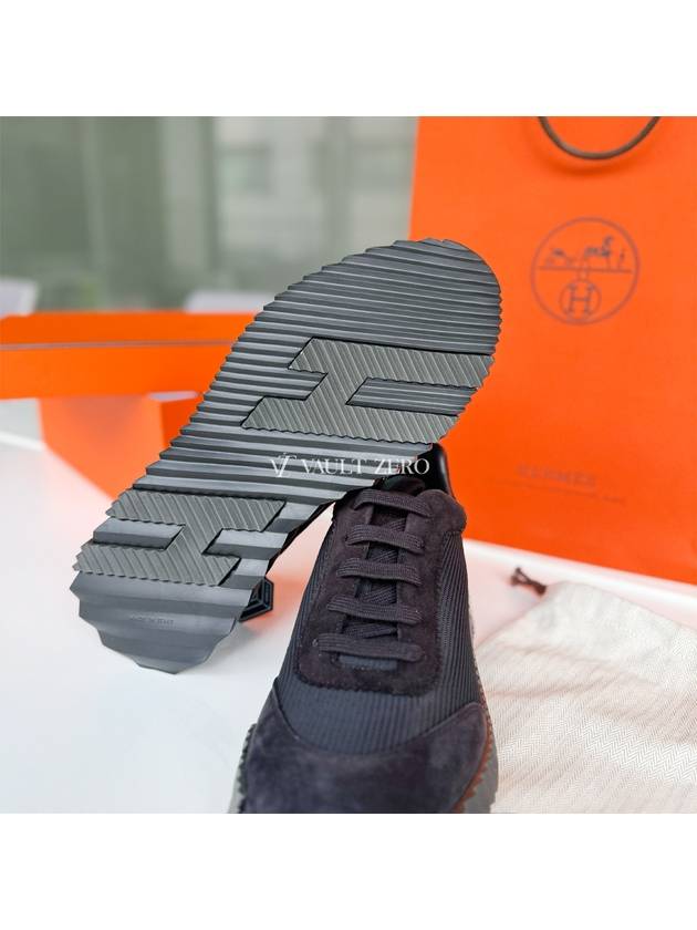 Bouncing Sneakers Mesh Suede Goatskin Noir - HERMES - BALAAN 6