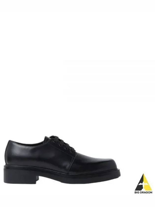 Lace-Up Square Toe Leather Derby Shoes Black - PRADA - BALAAN 2