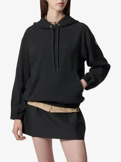 Logo Patch Satin Hoodie Black - MONCLER - BALAAN 2