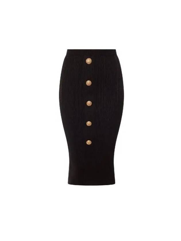 5 Button Knit Pencil Skirt Black - BALMAIN - BALAAN 2