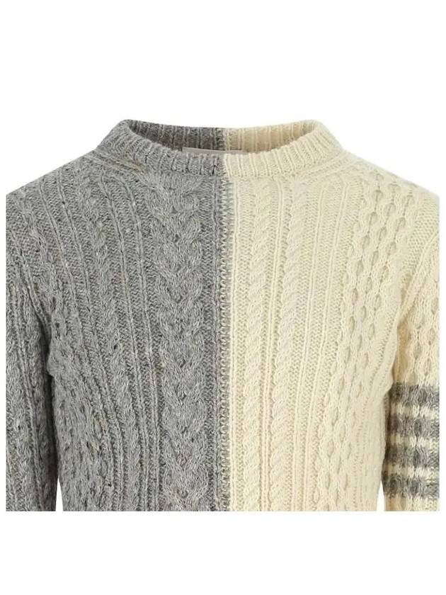 Two Tone Cable Wool Blend Knit Top - THOM BROWNE - BALAAN 5