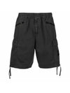 Garment Dyed Old Effect Brushed Cotton Canvas Shorts Charcoal - STONE ISLAND - BALAAN 1