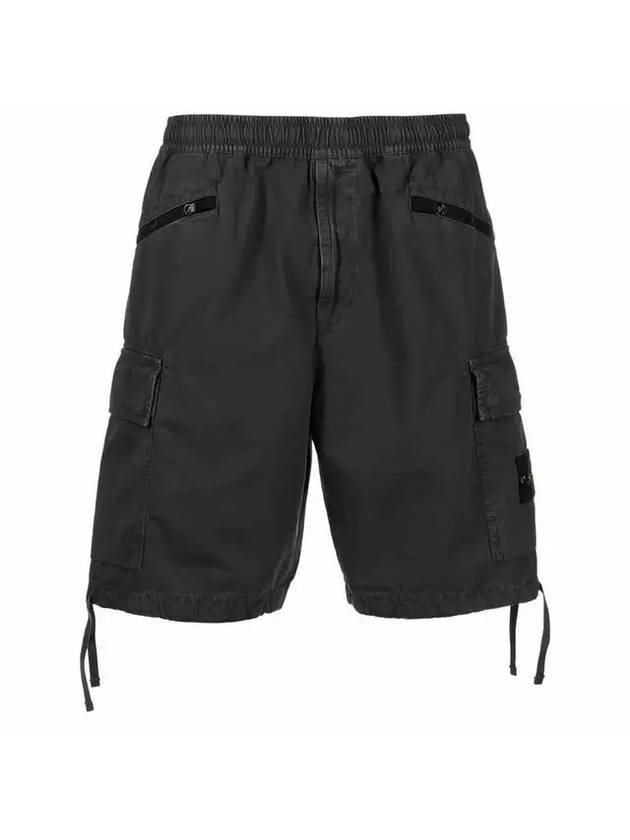 Garment Dyed Old Effect Brushed Cotton Canvas Shorts Charcoal - STONE ISLAND - BALAAN 1