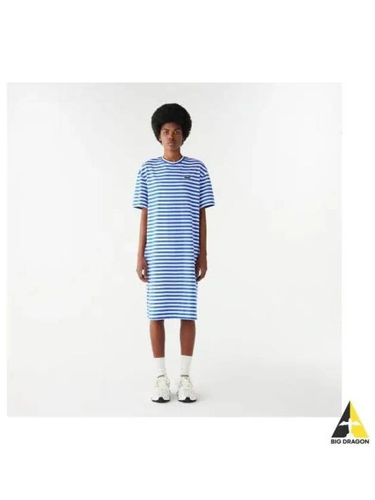 Women s Marine Striped T Shirt Dress Blue - LACOSTE - BALAAN 1