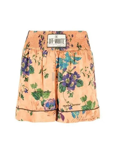 Logo Patch Floral Print Shorts Peach Orange - OFF WHITE - BALAAN 2