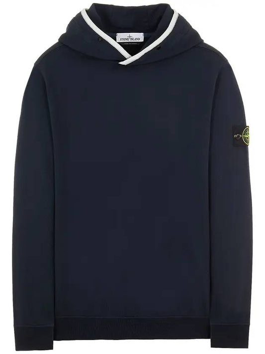 Garment Dyed Cotton Stretch Fleece Hoodie Navy - STONE ISLAND - BALAAN 1