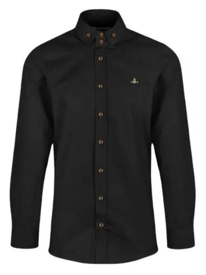 Men's Embroidered ORB Logo Long Sleeve Shirt Black - VIVIENNE WESTWOOD - BALAAN 2