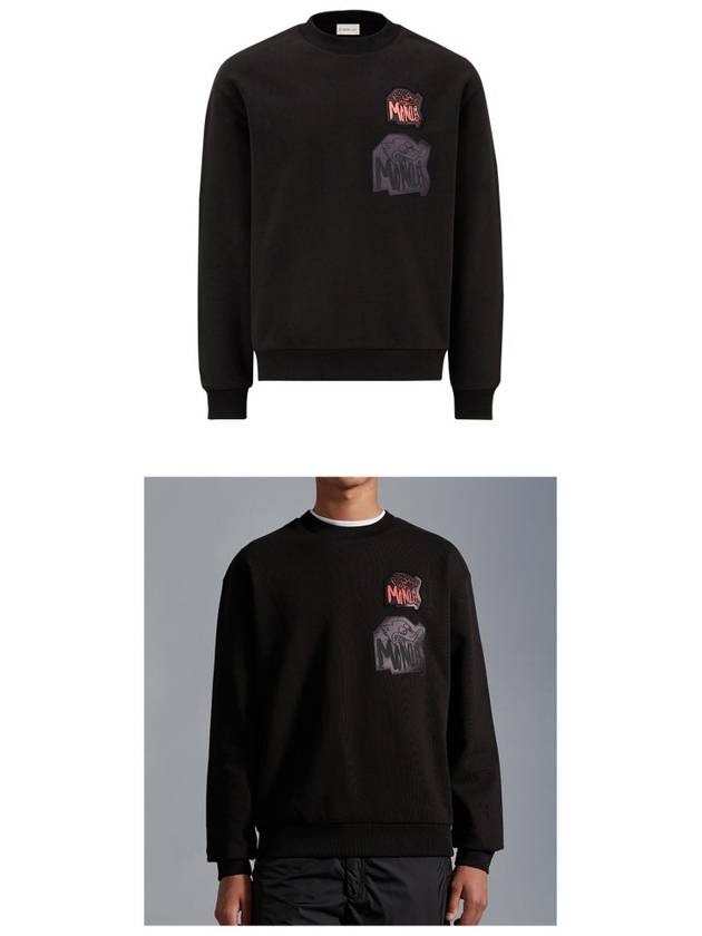 Men's MONDUCK Motif Cotton Sweatshirt Black - MONCLER - BALAAN 5