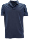 Men's short sleeve PK shirt navy - LORO PIANA - BALAAN 1