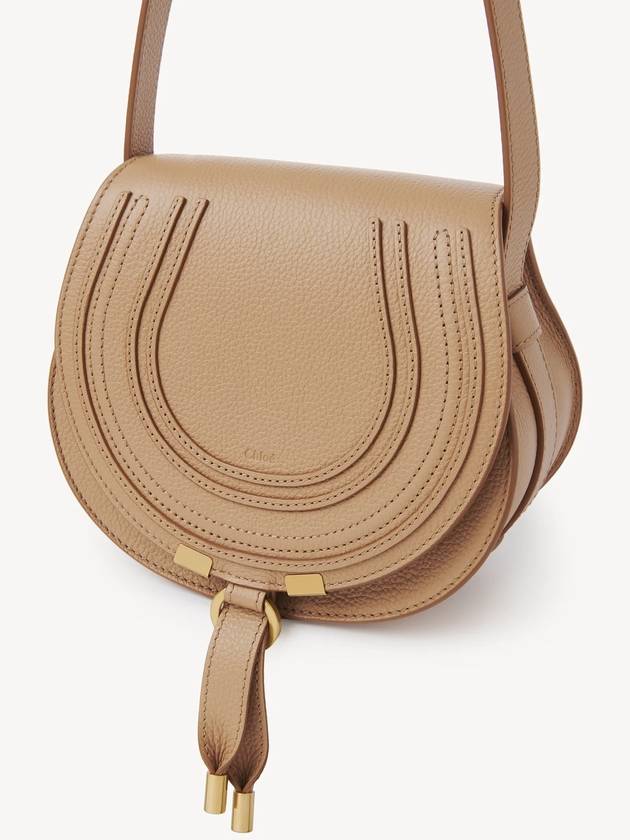 Marcie Saddle Small Grained Leather Cross Bag Beige - CHLOE - BALAAN 4