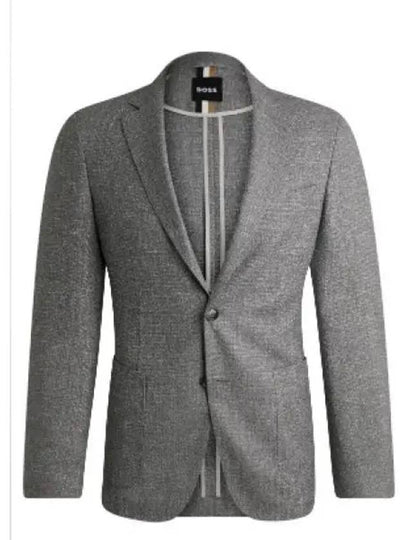 Pattern Slim Fit Virgin Wool Linen Jacket Grey - HUGO BOSS - BALAAN 2