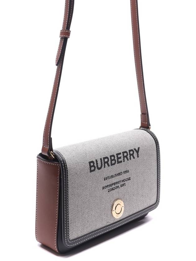 Horseferry Print Cotton Canvas Leather Cross Bag Black - BURBERRY - BALAAN 4