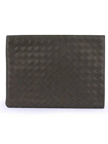 Intrecciato Half Zip Clutch Bag Brown - BOTTEGA VENETA - BALAAN 1