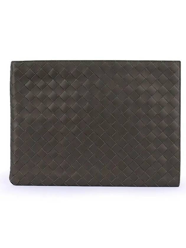 Intrecciato Half Zip Clutch Bag Brown - BOTTEGA VENETA - BALAAN 1