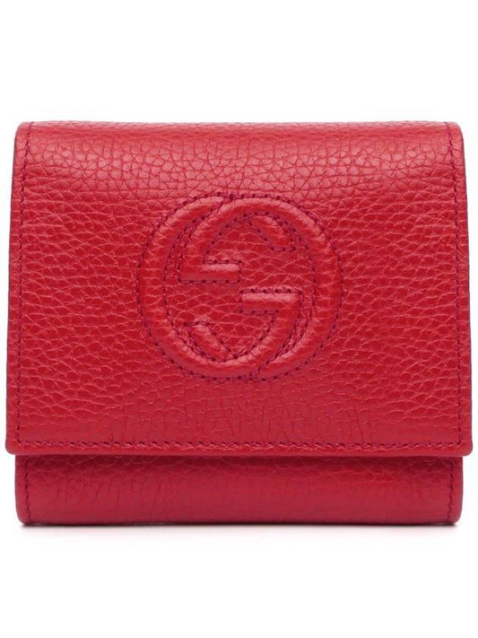 Soho Tri-Fold Leather Half Wallet Red - GUCCI - BALAAN 1