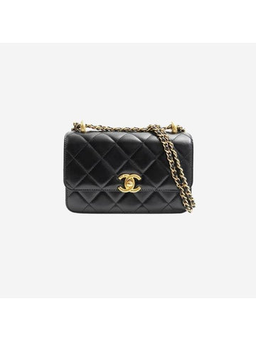 Chain Mini Flap Calfskin Cross Bag Black - CHANEL - BALAAN 1