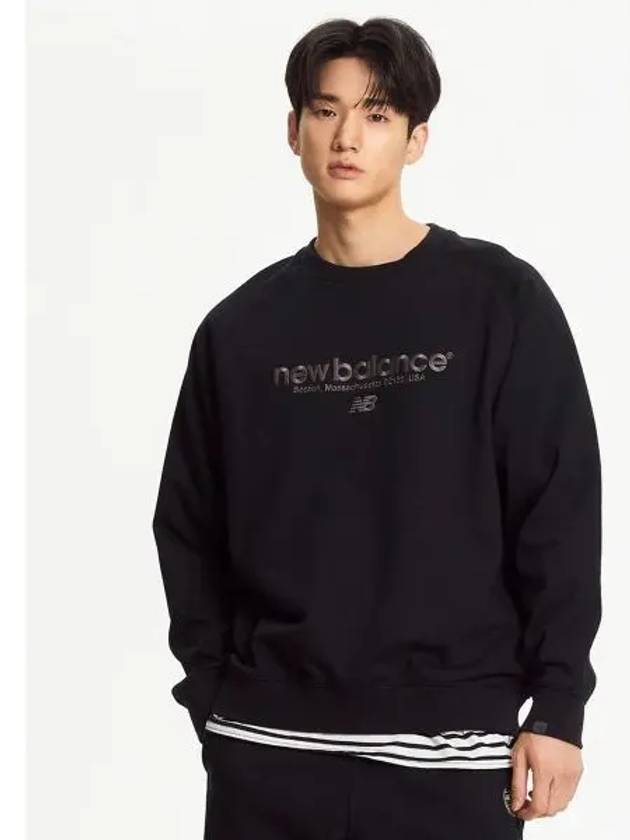 NBNCE41803 UNI ESS Lettering Sweatshirt BLACK - NEW BALANCE - BALAAN 1