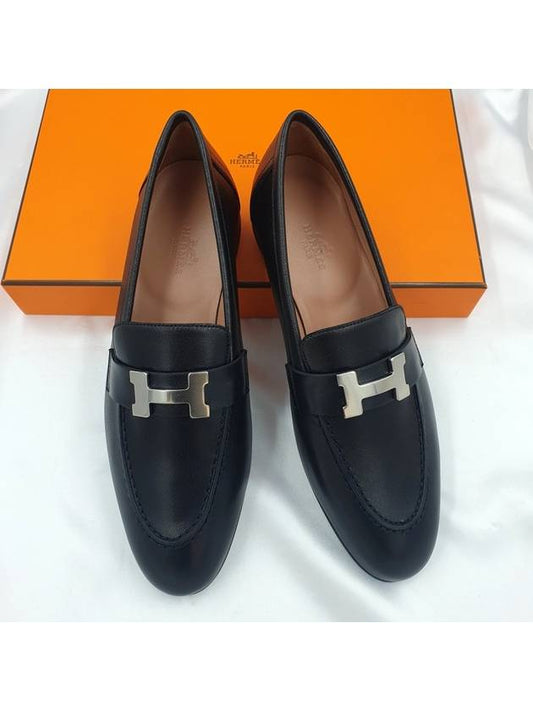 Paris Loafers Goatskin Palladium Noir - HERMES - BALAAN 2