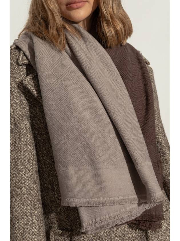 FF Shawl Wool Scarf Dove Grey - FENDI - BALAAN 3