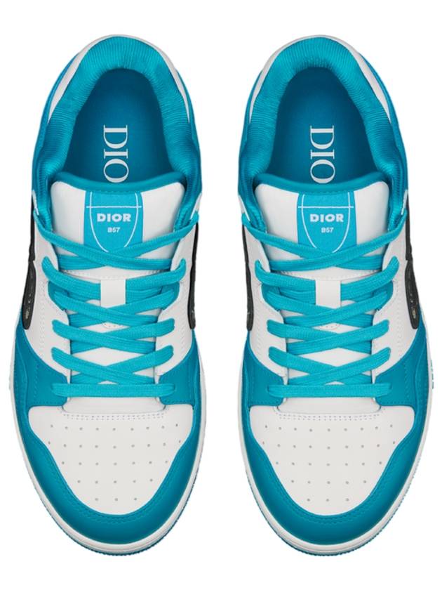 Oblique Detail Leather Low Top Sneakers White Blue - DIOR - BALAAN 4