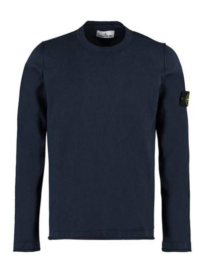 Logo Patch Crew Neck Cotton Nylon Knit Top Navy - STONE ISLAND - BALAAN 2