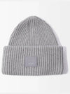 Face Patch Ribbed Wool Beanie Grey Melange - ACNE STUDIOS - BALAAN 2