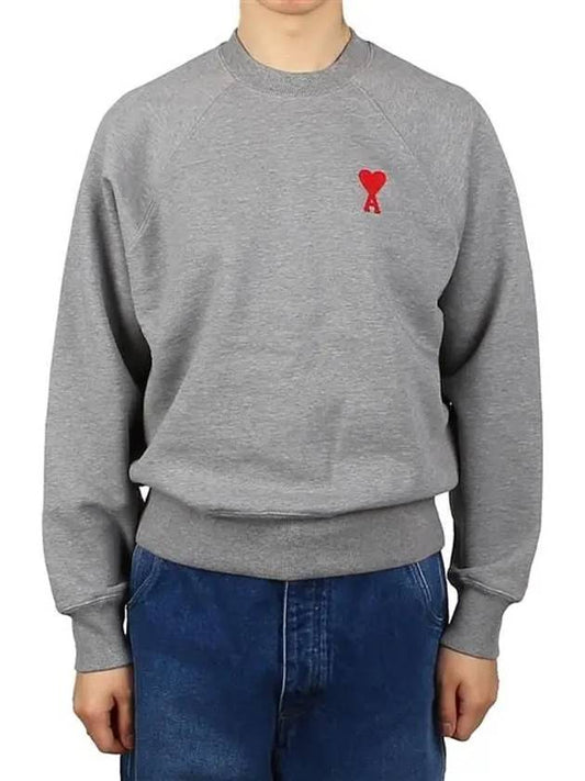 Cotton Heart Logo Sweatshirt Heather Grey - AMI - BALAAN 2