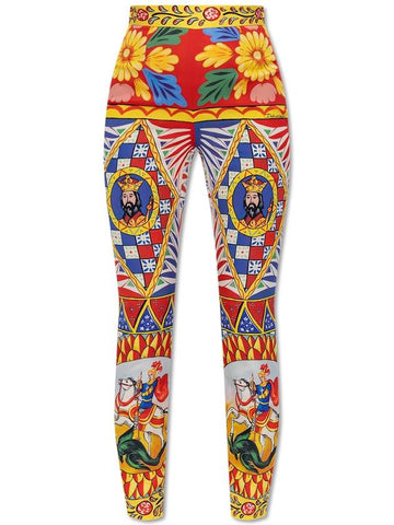 Dolce & Gabbana Silk Trousers With Carretto Pattern, Women's, Multicolour - DOLCE&GABBANA - BALAAN 1