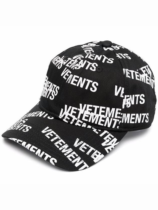 All-Over Logo Cotton Ball Cap Black - VETEMENTS - BALAAN.