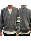 Milano Stitch 4-Bar Cardigan Medium Grey - THOM BROWNE - BALAAN 2