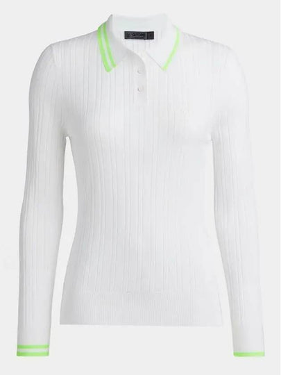 Women's Ribbed Cotton Blend Long Sleeve Polo Shirt Snow - G/FORE - BALAAN 2