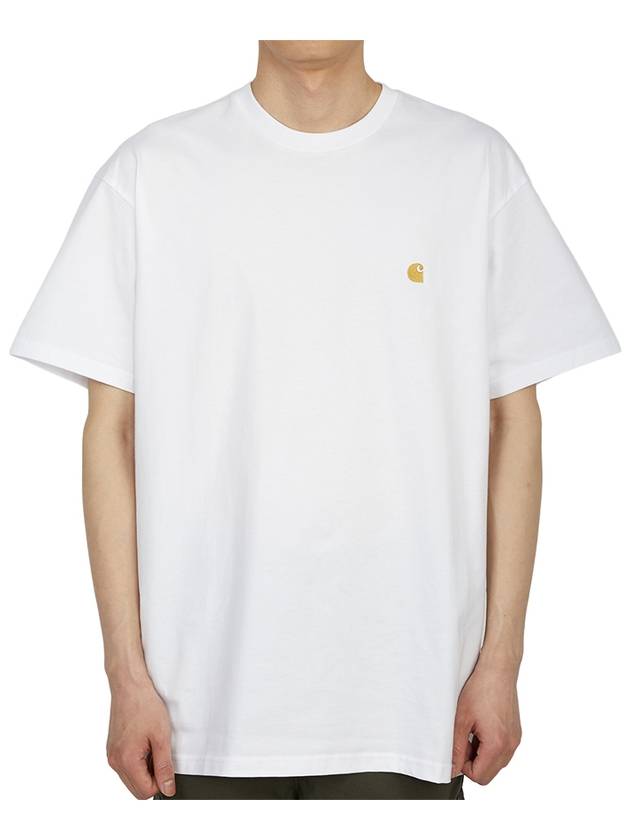 Men's Chase Mini Embroid Logo Short Sleeve T-Shirt White - CARHARTT WIP - BALAAN 2