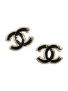 CC Logo Stud Earrings Gold Black - CHANEL - BALAAN 1