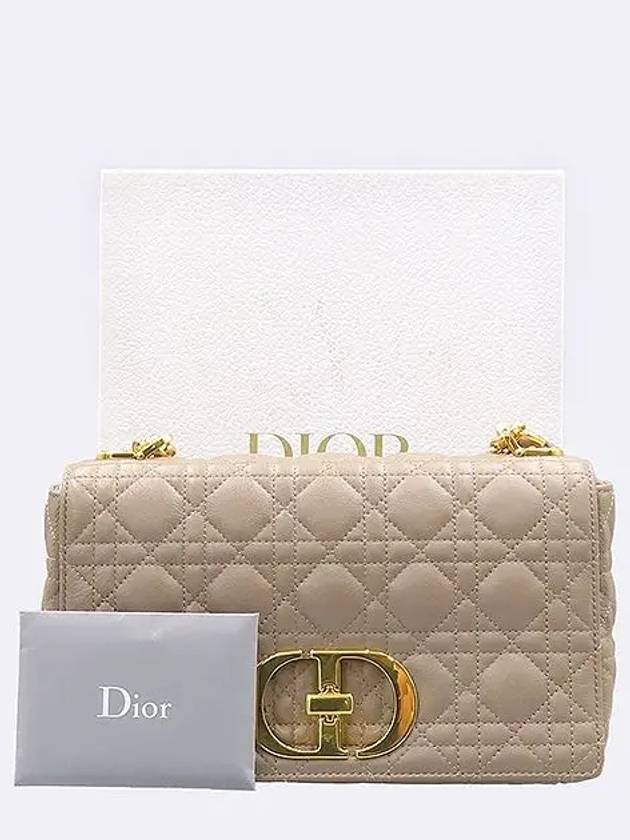 M9242UWHC Brown Color CARO Medium Supple Cannage Quilted Gold Metal Logo Chain Shoulder Bag - DIOR - BALAAN 1