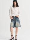 Wide Bermuda Denim Half Pants Blue - SORRY TOO MUCH LOVE - BALAAN 1