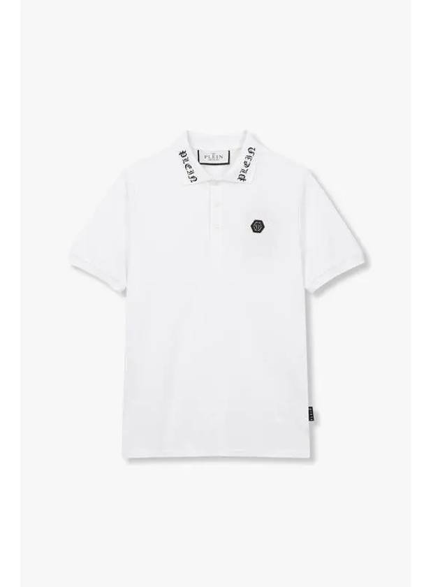 Men s Logo Collar Pique Polo Shirt White - PHILIPP PLEIN - BALAAN 1